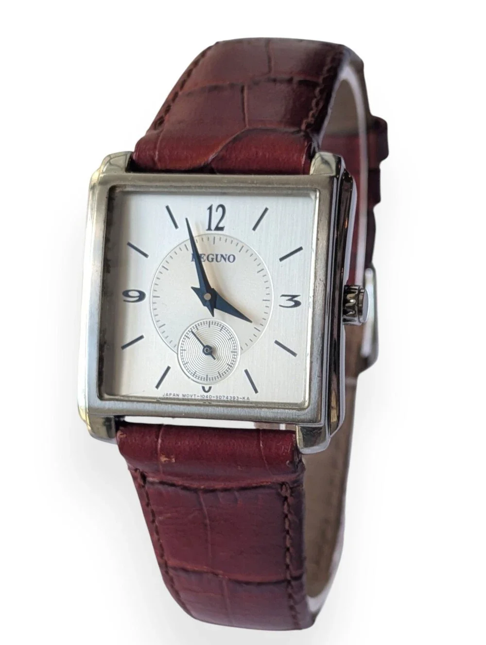 Citizen Reguno Watch Vintage Women's Silver Square Red Embossed Leather Strap